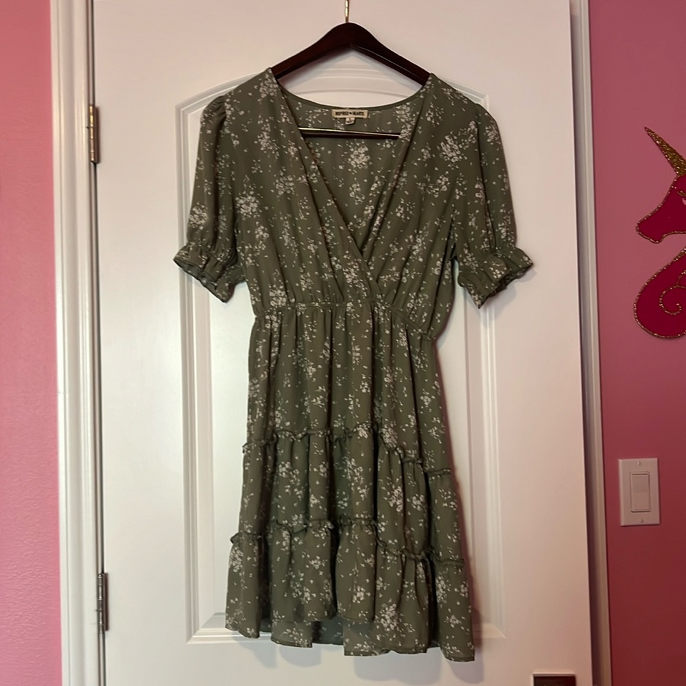 Green and White Floral dress